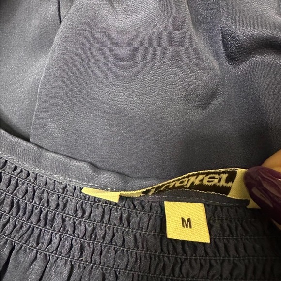 Tucker Classic Navy Blue Silk Tie Waist Elasticated Neckline Dress Size Medium - Picture 10 of 10